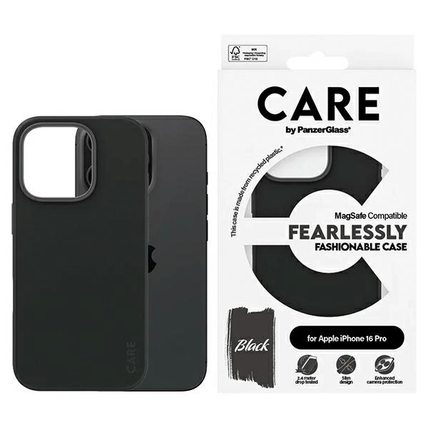 Apple iPhone 16 Pro 6.3'' CARE by PanzerGlass Fashion MagSafe Case Cover, Black | Telefona Vāciņš Maciņš Maks...