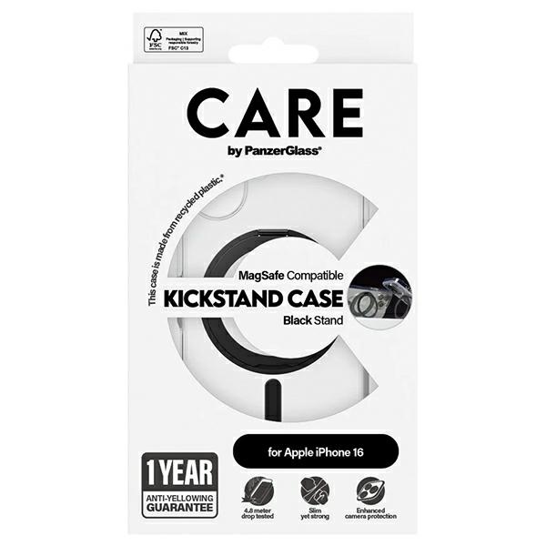 PanzerGlass iPhone 16 Case CARE Feature Kickstand MagSafe, Black