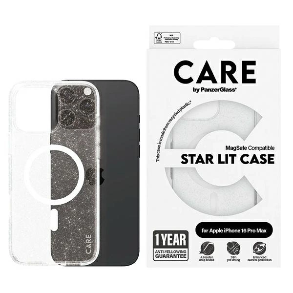 CARE by PanzerGlass MagSafe Case for Apple iPhone 16 Pro, Clear Star White