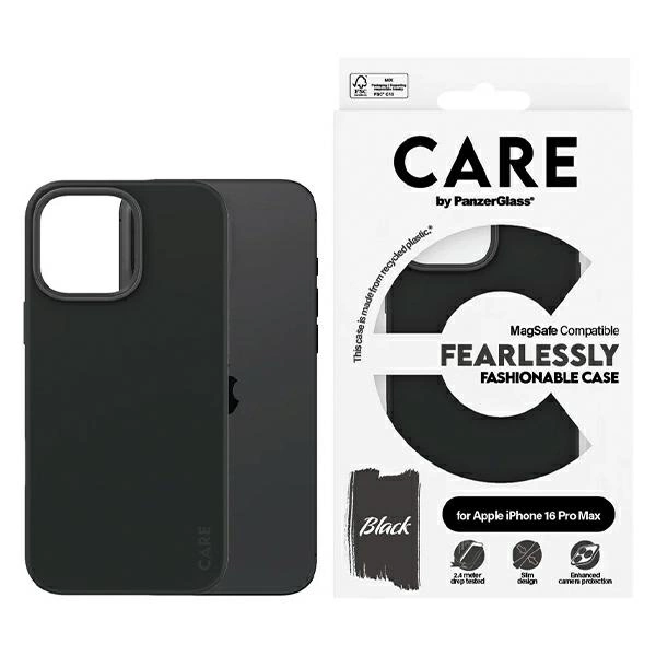 Apple iPhone 16 Pro Max 6.9'' CARE by PanzerGlass Fashion MagSafe Case Cover, Black | Telefona Vāciņš Maciņš Maks...