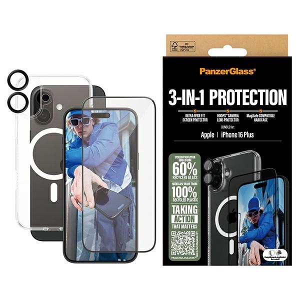 PanzerGlass Bundle 3in1 iPhone 16 Plus aizsardzības komplekts