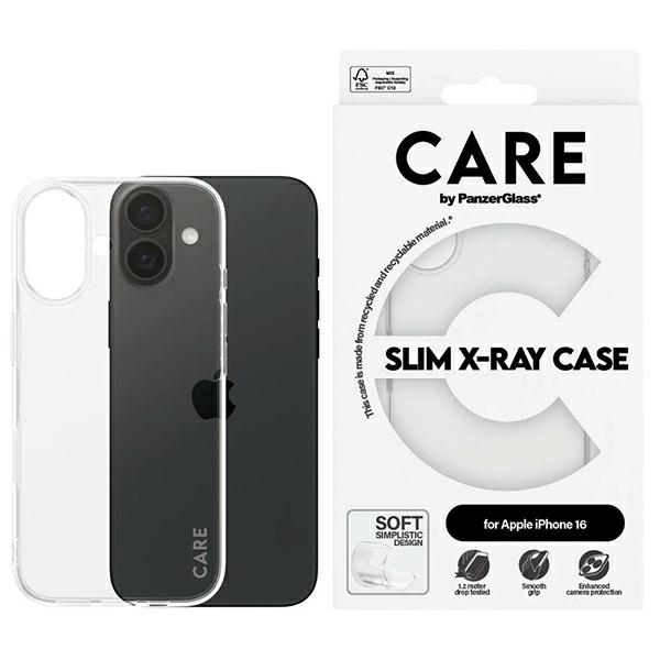 CARE by PanzerGlass iPhone 16 vāciņš X-Ray Soft Basic, caurspīdīgs