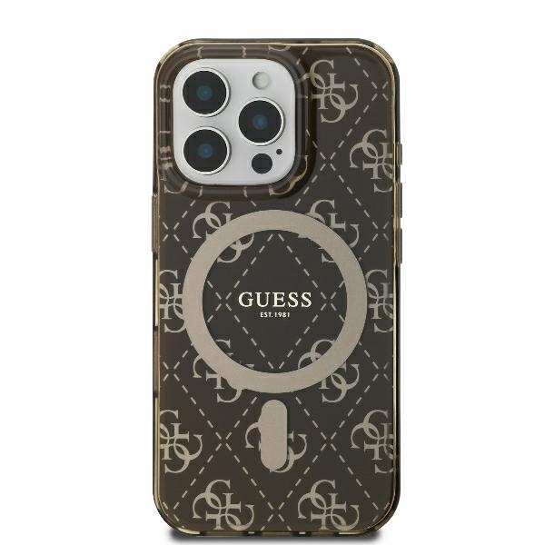 Guess iPhone 16 Pro Max vāciņš IML 4G Background MagSafe, brūns