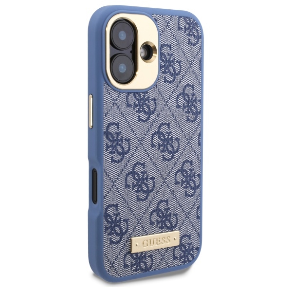 Guess iPhone 16 vāciņš 4G Logo Plate MagSafe, zils