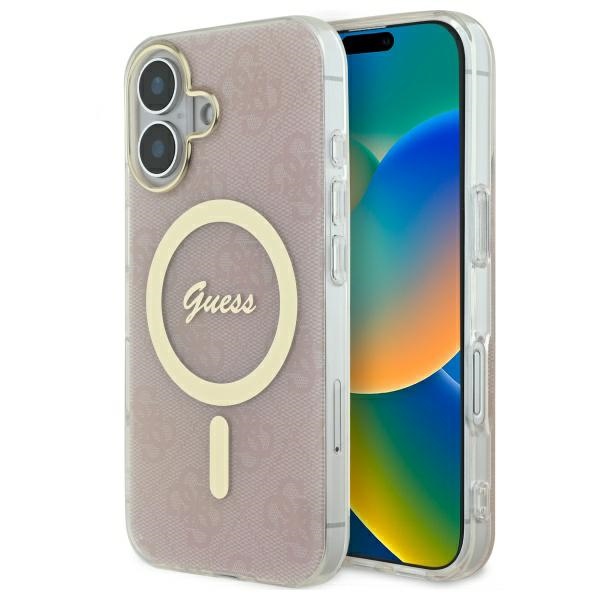 Guess iPhone 16 vāciņš IML 4G MagSafe, rozā