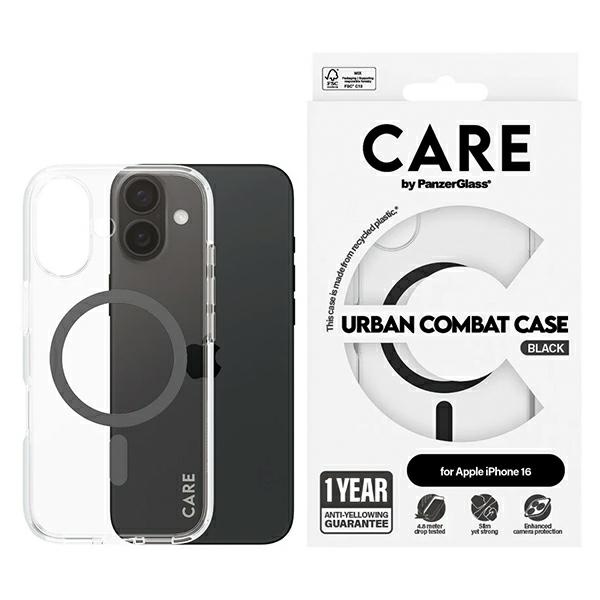 PanzerGlass iPhone 16 Case CARE Flagship Case MagSafe, Black
