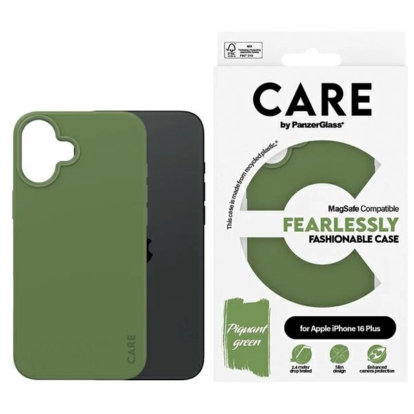 CARE by PanzerGlass iPhone 16 Plus Case Fashion Case, Green (MagSafe)