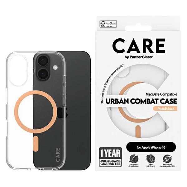PanzerGlass iPhone 16 Case CARE Flagship Case MagSafe, Peach