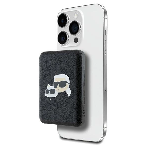 Karl Lagerfeld Powerbank induktīvā KLPB5FPGKSKSKCHK 16W 5000mAh melns/ melns Karl&Choupette Head Pin MagSafe |...