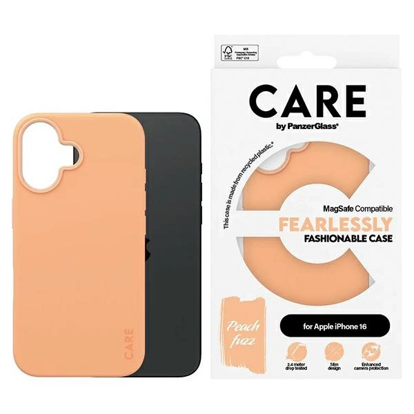 CARE by PanzerGlass iPhone 16 vāciņš Fashion Case MagSafe, persiku