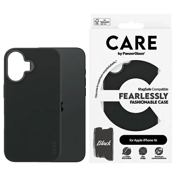 Apple iPhone 16 6.1'' CARE by PanzerGlass Fashion MagSafe Case Cover, Black