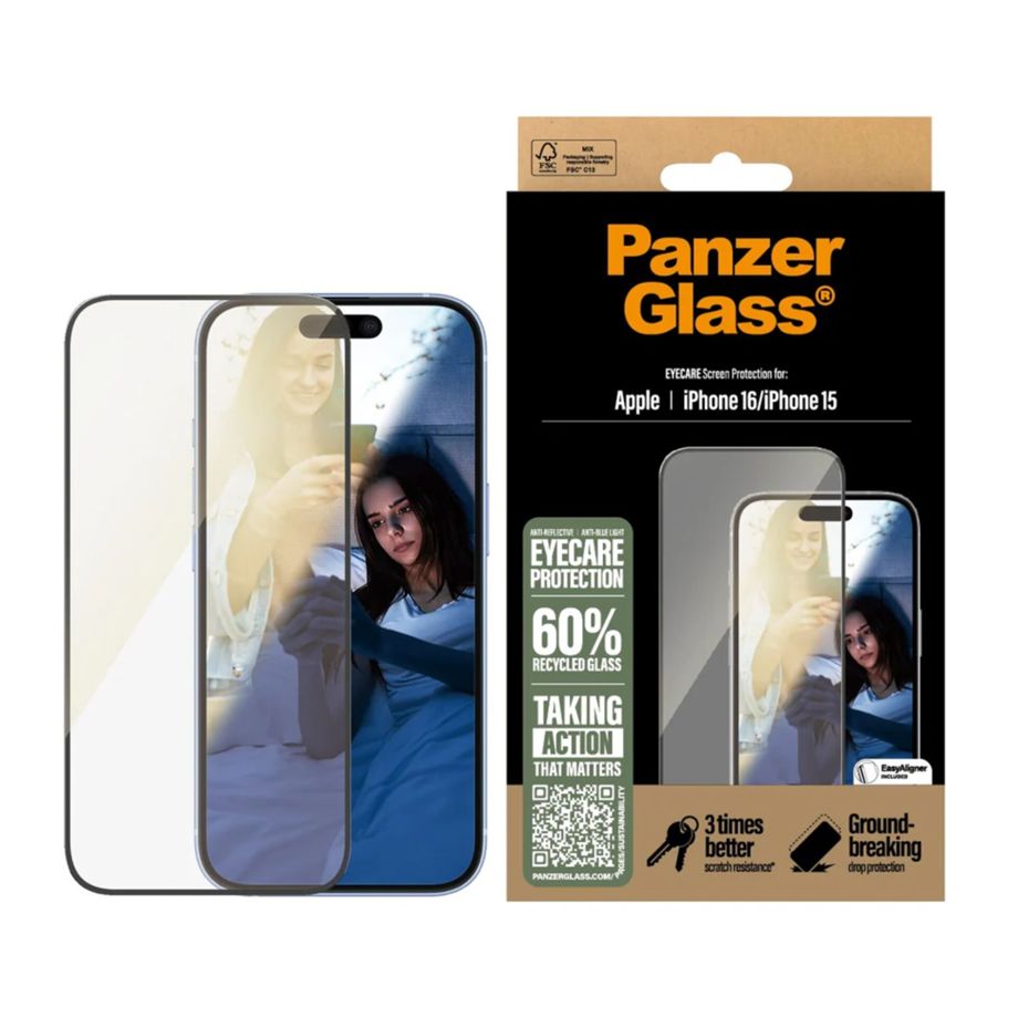 PanzerGlass EyeCare ekrāna aizsargstikls iPhone 15 / 16 Ultra-Wide Fit