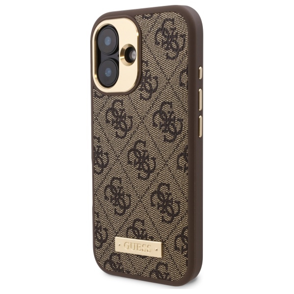 Guess iPhone 16 Plus Case 4G Logo Plate MagSafe, Brown