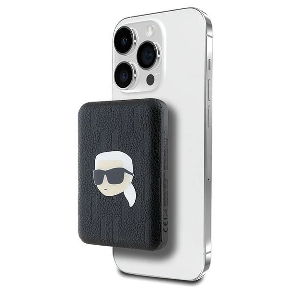 Karl Lagerfeld Powerbank induktīvā KLPB5FPGKSKIHK 16W 5000mAh melns/ melns Head Pin MagSafe | inductive black/black
