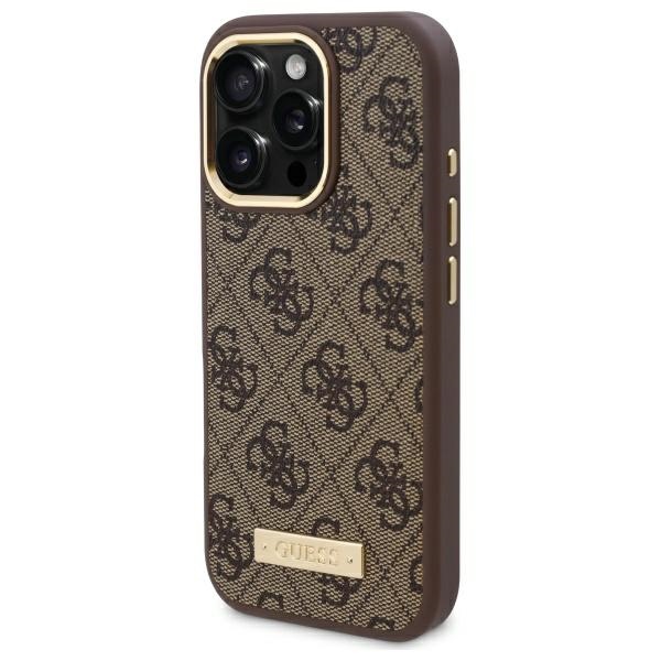 Guess iPhone 16 Pro Max Case 4G Logo Plate MagSafe, Brown