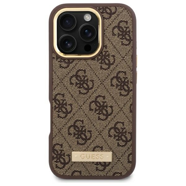 Guess iPhone 16 Pro Max Case 4G Logo Plate MagSafe, Brown