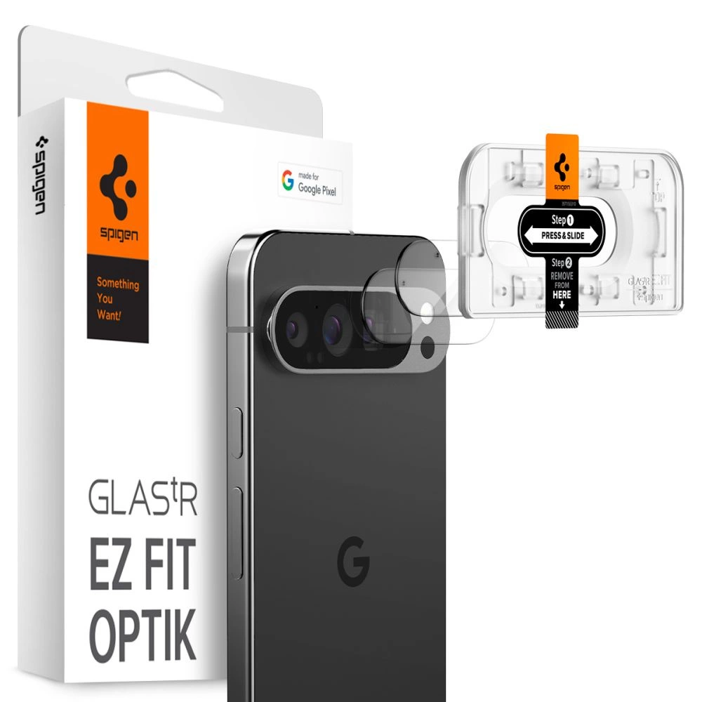 Spigen Optik.tR Ez Fit kameras rūdīts stikls priekš Google Pixel 9 Pro XL (2 gabali) | camera tempered glass for...