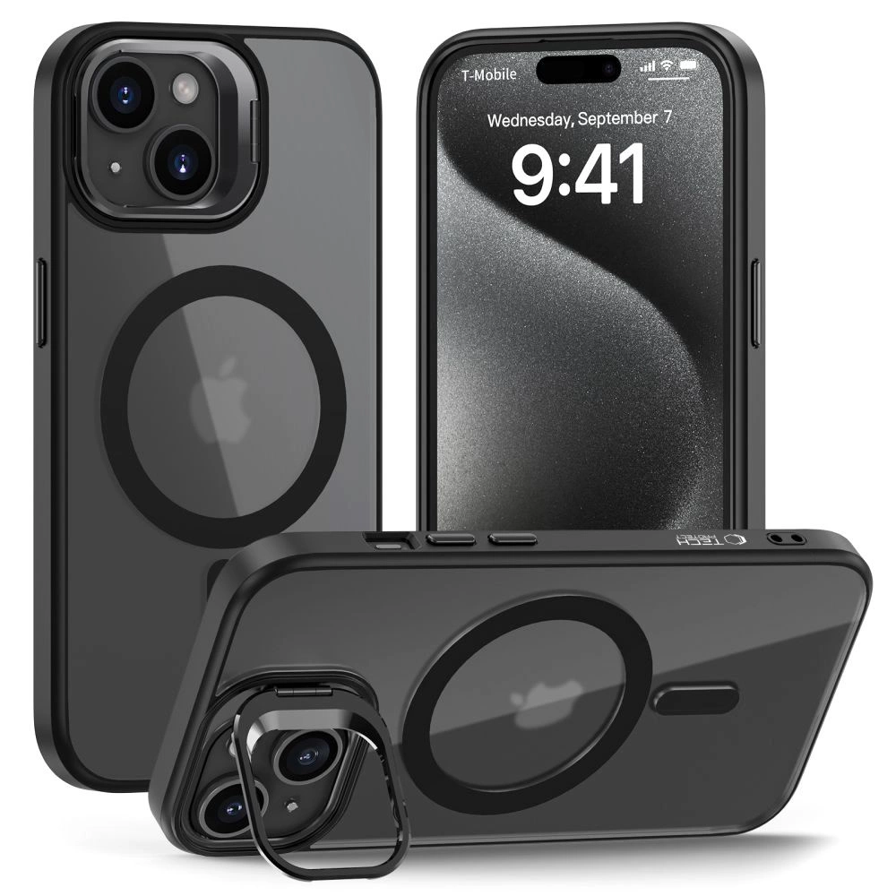 Apple iPhone 15 6.1'' Tech-Protect MagStand MagSafe Case Cover, Clear