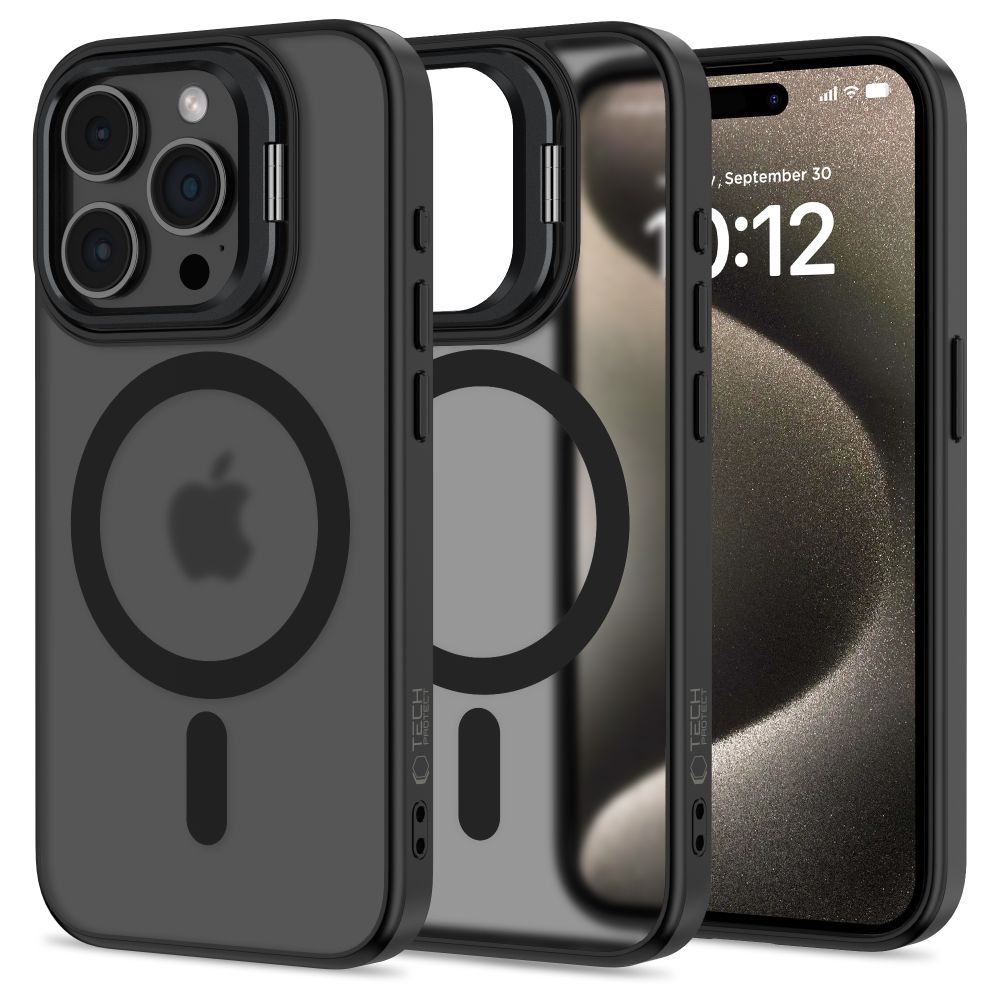 Apple iPhone 15 Pro 6.1\'\' Tech-Protect MagStand MagSafe Case Cover, Black | Чехол Обложка Бампер...