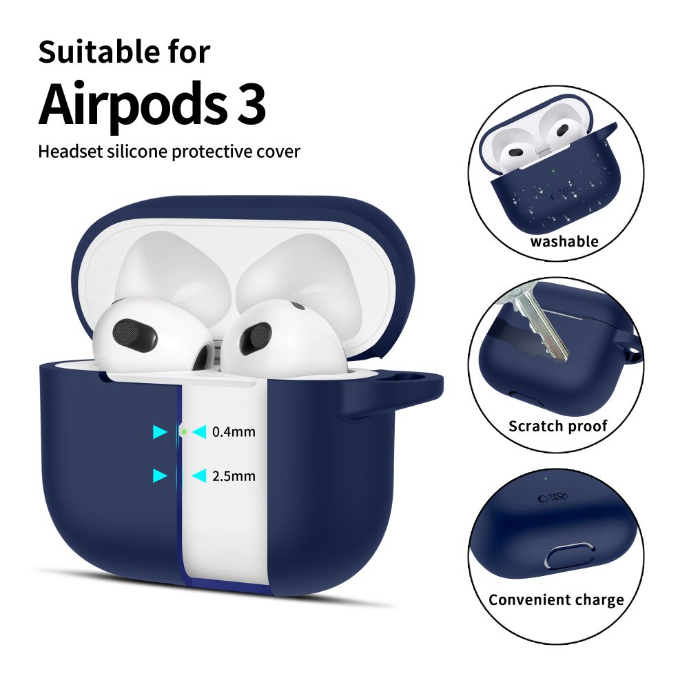 Чехол Tech-Protect Silicone Hook для Apple AirPods 3, синий