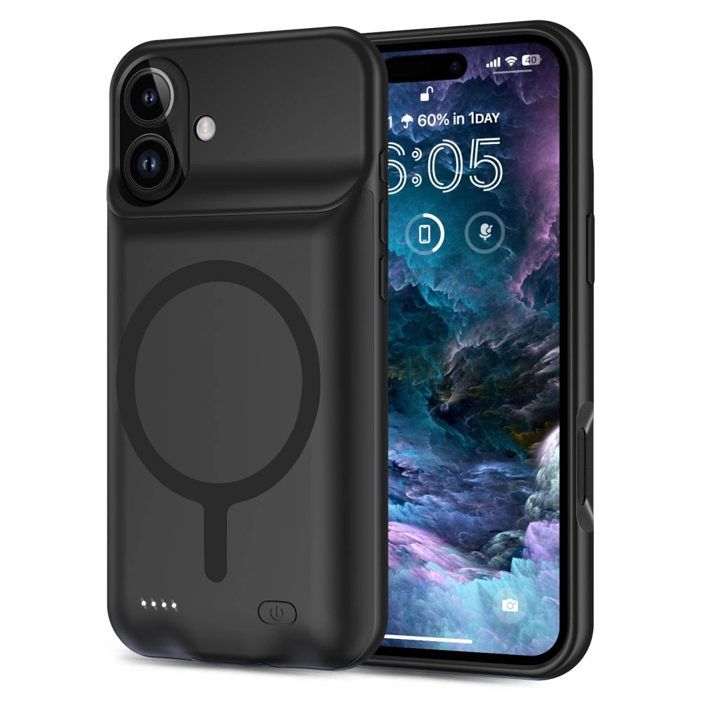 Apple iPhone 16 6.1'' Tech-Protect PowerCase MagSafe with 7000mAh Powerbank Case Cover, Black | Telefona Vāciņš...