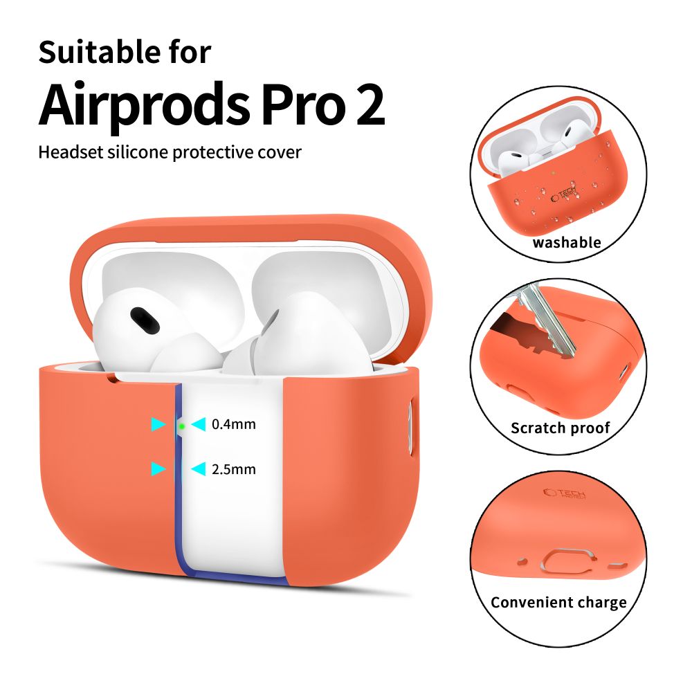 Tech-Protect Apple AirPods Pro 1 / 2 silikona maciņš, oranžs