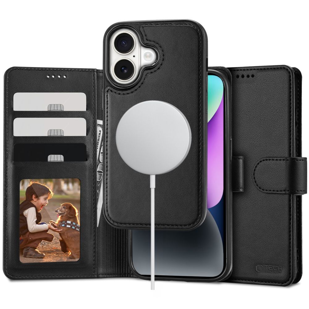 Apple iPhone 16 6.1'' Tech-Protect Wallet MagSafe Case Cover, Black
