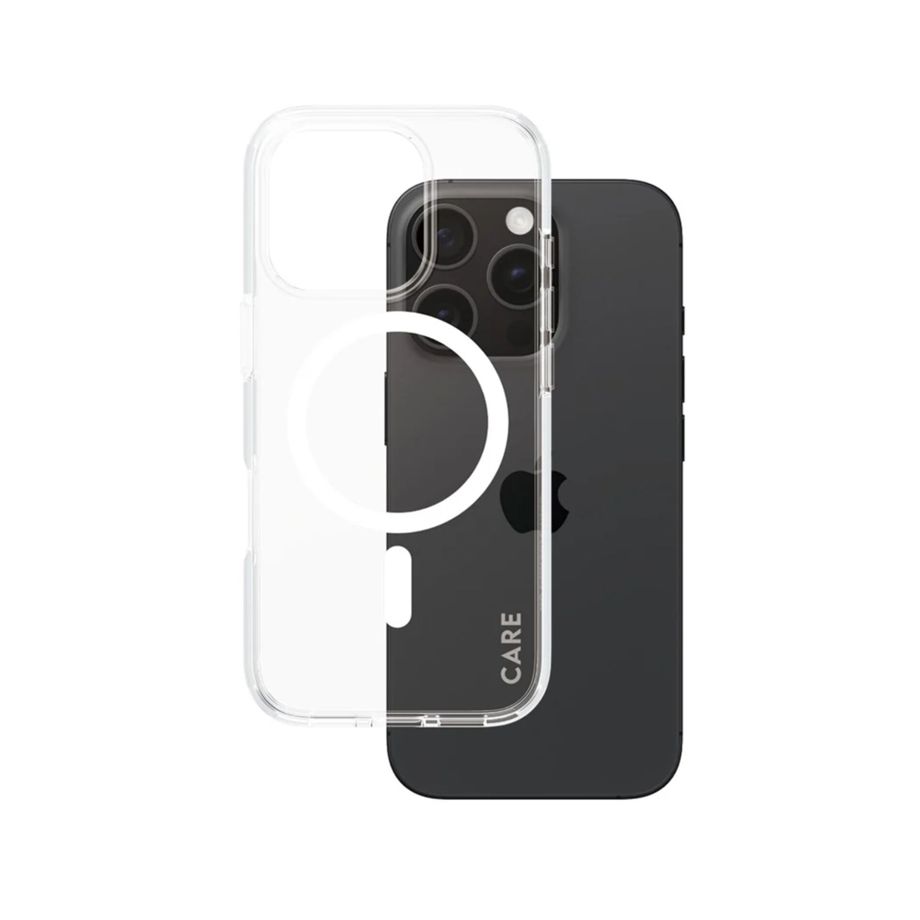 CARE by PanzerGlass Flagship Case for iPhone 16 Pro, MagSafe, Transparent White