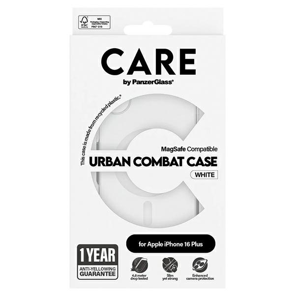 CARE by PanzerGlass Flagship vāciņš iPhone 16 Plus, balts (MagSafe)