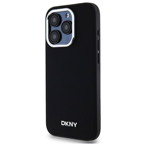 DKNY iPhone 15 Pro vāciņš Plain Logo MagSafe, melns