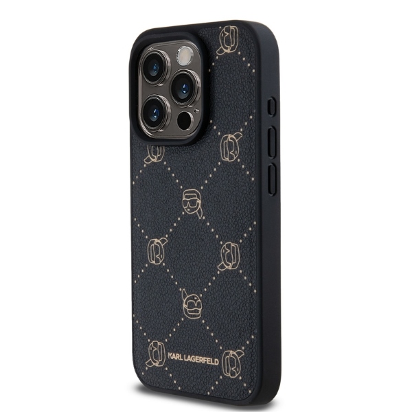 Karl Lagerfeld iPhone 15 Pro Max Case MagSafe Karl Heads, Black
