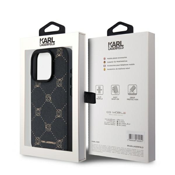 Karl Lagerfeld iPhone 15 Pro Max Case MagSafe Karl Heads, Black