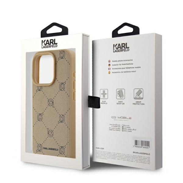 Karl Lagerfeld iPhone 15 Pro Max vāciņš Magsafe Karl Heads, bēšs