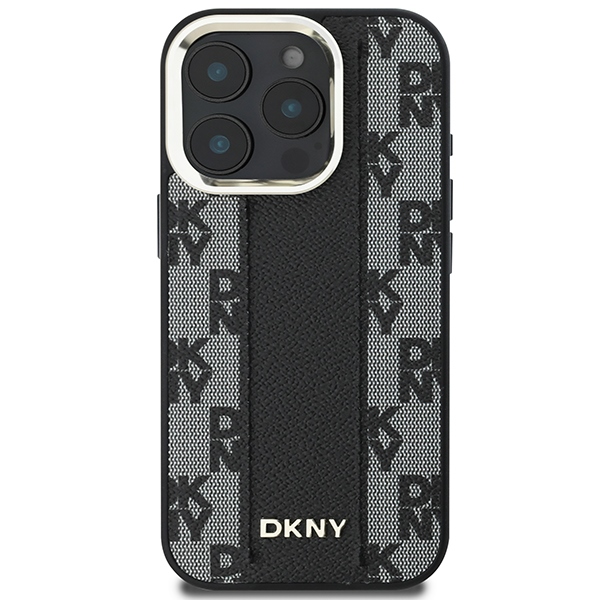 DKNY iPhone 16 Pro vāciņš Leather Checkered Mono Pattern MagSafe, melns