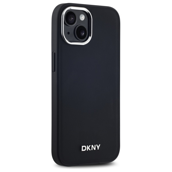 DKNY iPhone 15 Plus vāciņš Plain Silver MagSafe Logo, melns