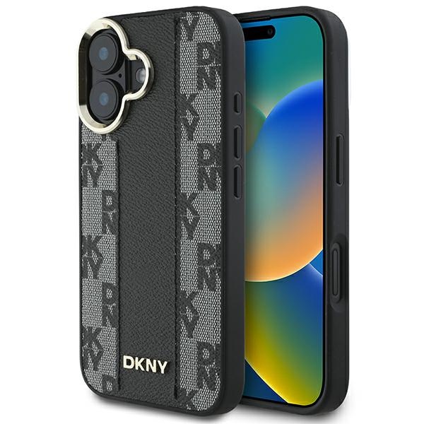 DKNY iPhone 16 Plus vāciņš Checkered Pattern MagSafe, melns