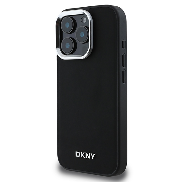 Чехол DKNY для iPhone 16 Pro Plain Silver Logo MagSafe, черный