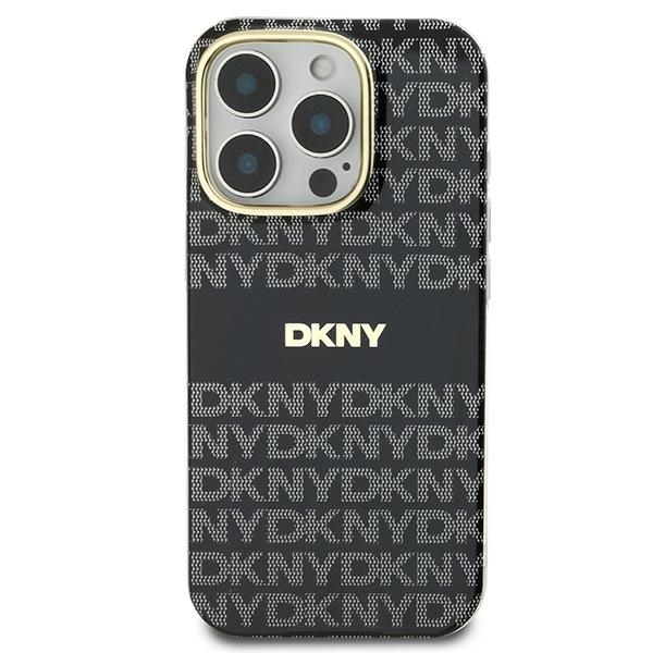 Apple iPhone 16 Pro 6.3\'\' DKNY Repeat Texture Pattern With Stripe Case Cover, Black | Telefona Vāciņš Maciņš...