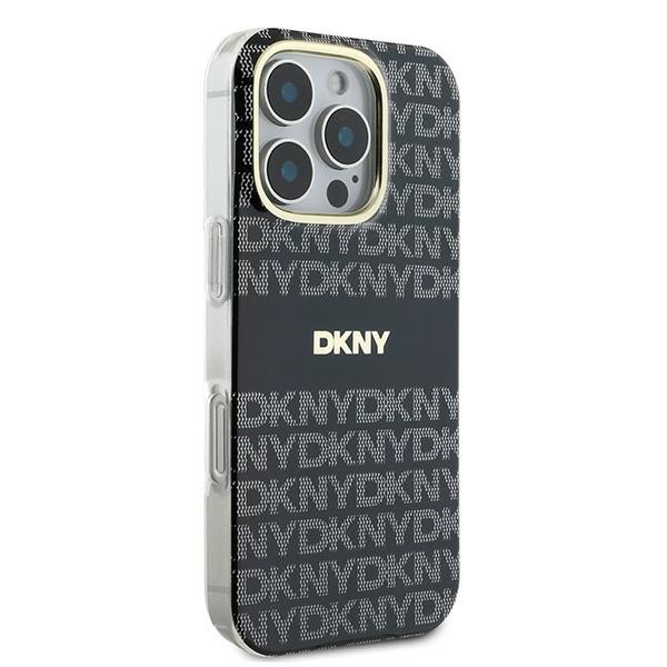 Apple iPhone 16 Pro 6.3\'\' DKNY Repeat Texture Pattern With Stripe Case Cover, Black | Telefona Vāciņš Maciņš...