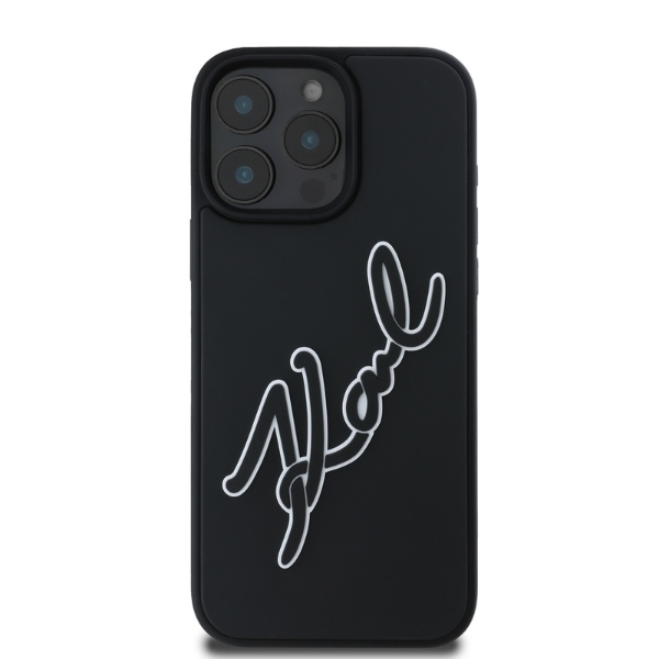 Apple iPhone 16 Pro Max 6.9\'\' Karl Lagerfeld 3D Rubber Bicolor Signature Cover Case, Black | Telefona Vāciņš...