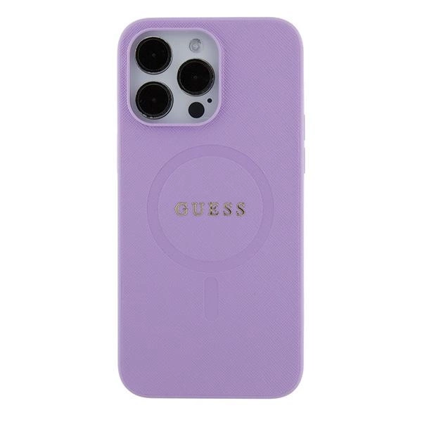 Guess iPhone 16 vāciņš Saffiano MagSafe, violets