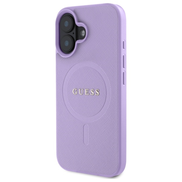 Guess iPhone 16 vāciņš Saffiano MagSafe, violets