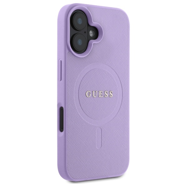 Guess iPhone 16 vāciņš Saffiano MagSafe, violets