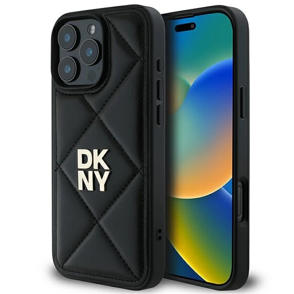 Apple iPhone 16 Pro Max 6.9'' DKNY Quilted Stack Logo Case Cover, Black | Telefona Vāciņš Maciņš Maks Apvalks...