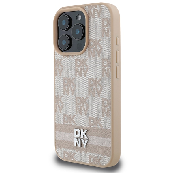 Apple iPhone 16 Pro 6.3\'\' DKNY Checkered Pattern Printed Stripes Case Cover, Pink | Telefona Vāciņš Maciņš Maks...