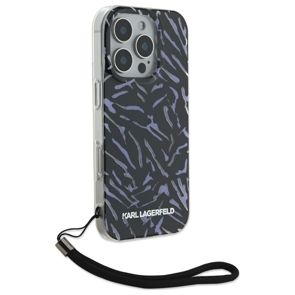 Karl Lagerfeld iPhone 16 Pro Max vāciņš Zebra With Cord, violets (1)