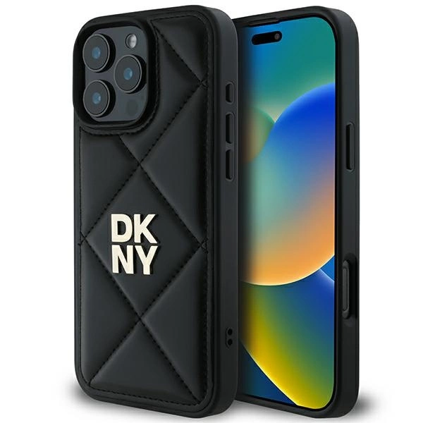 Apple iPhone 16 Pro 6.3'' DKNY Quilted Stack Logo Case Cover, Black | Telefona Vāciņš Maciņš Maks Apvalks Bampers
