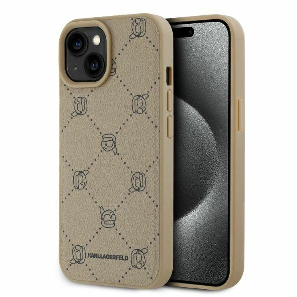 Karl Lagerfeld iPhone 15 vāciņš Magsafe Karl Heads, bēšs