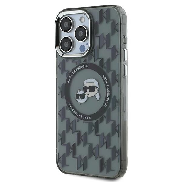 Karl Lagerfeld iPhone 15 Pro vāciņš IML Monogram Karl & Choupette MagSafe, melns
