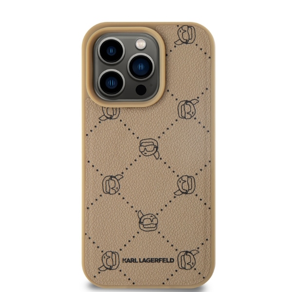 Karl Lagerfeld iPhone 15 Pro Case Magsafe Karl Heads, Beige